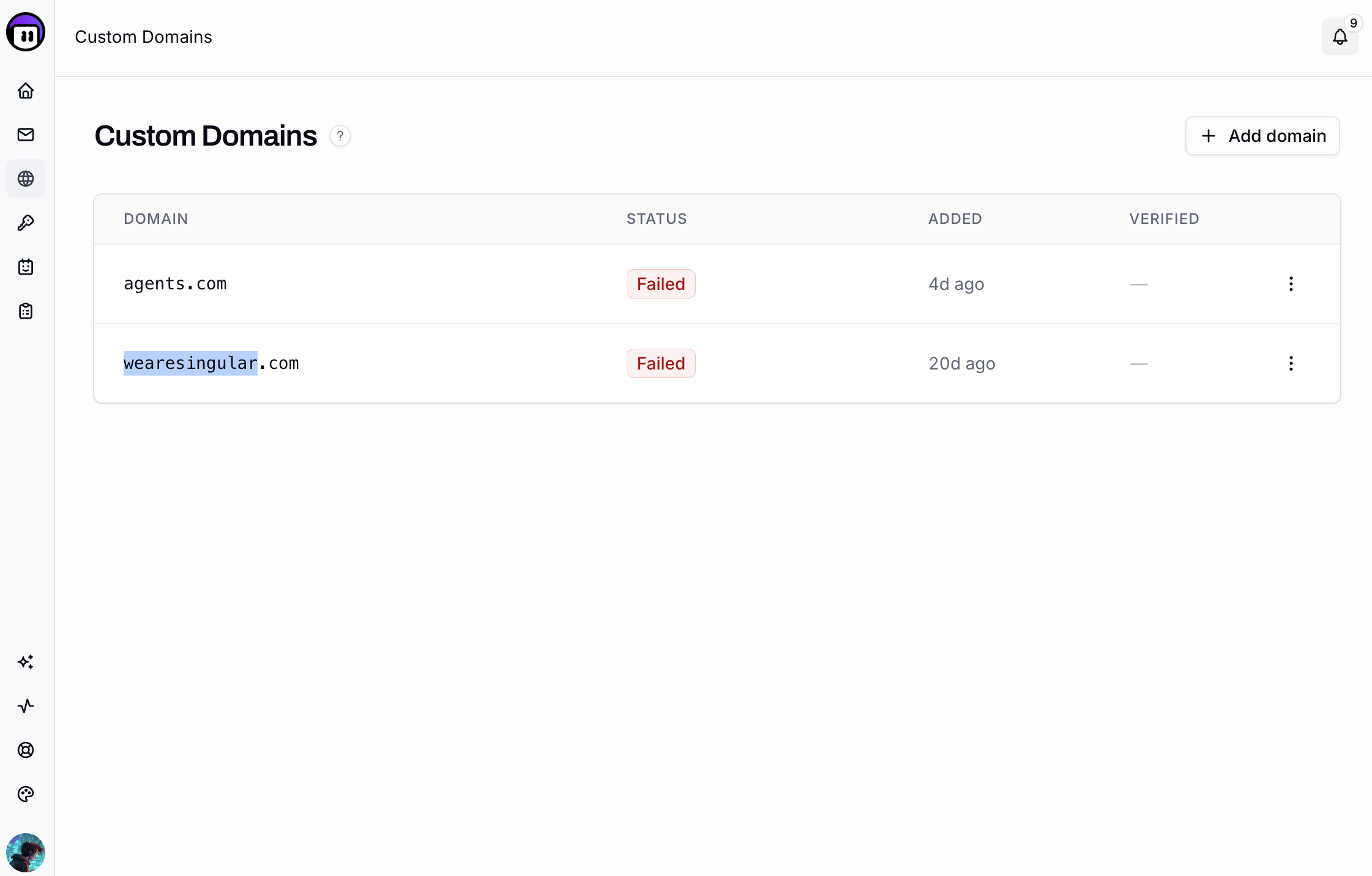 The domain list.